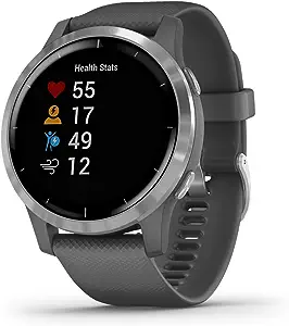 Garmin Vivoactive 4 (US) (Silver with Gray Band, 010-02174-01)