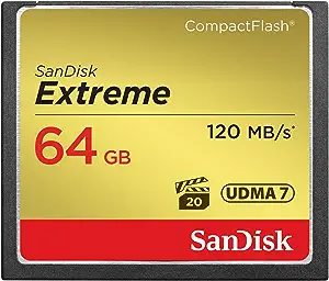 Sandisk Extreme CompactFlash (Read 120mb/s, Write 85mb/s, 64GB) (SDCFXSB-064G-G46)